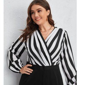 Black and White Long Sleeve Jumpsuit